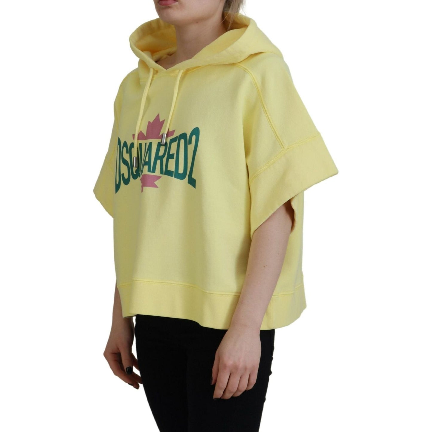Dsquared² Yellow Logo Print Cotton Hoodie Sweatshirt Sweater yellow-logo-print-cotton-hoodie-sweatshirt-sweater