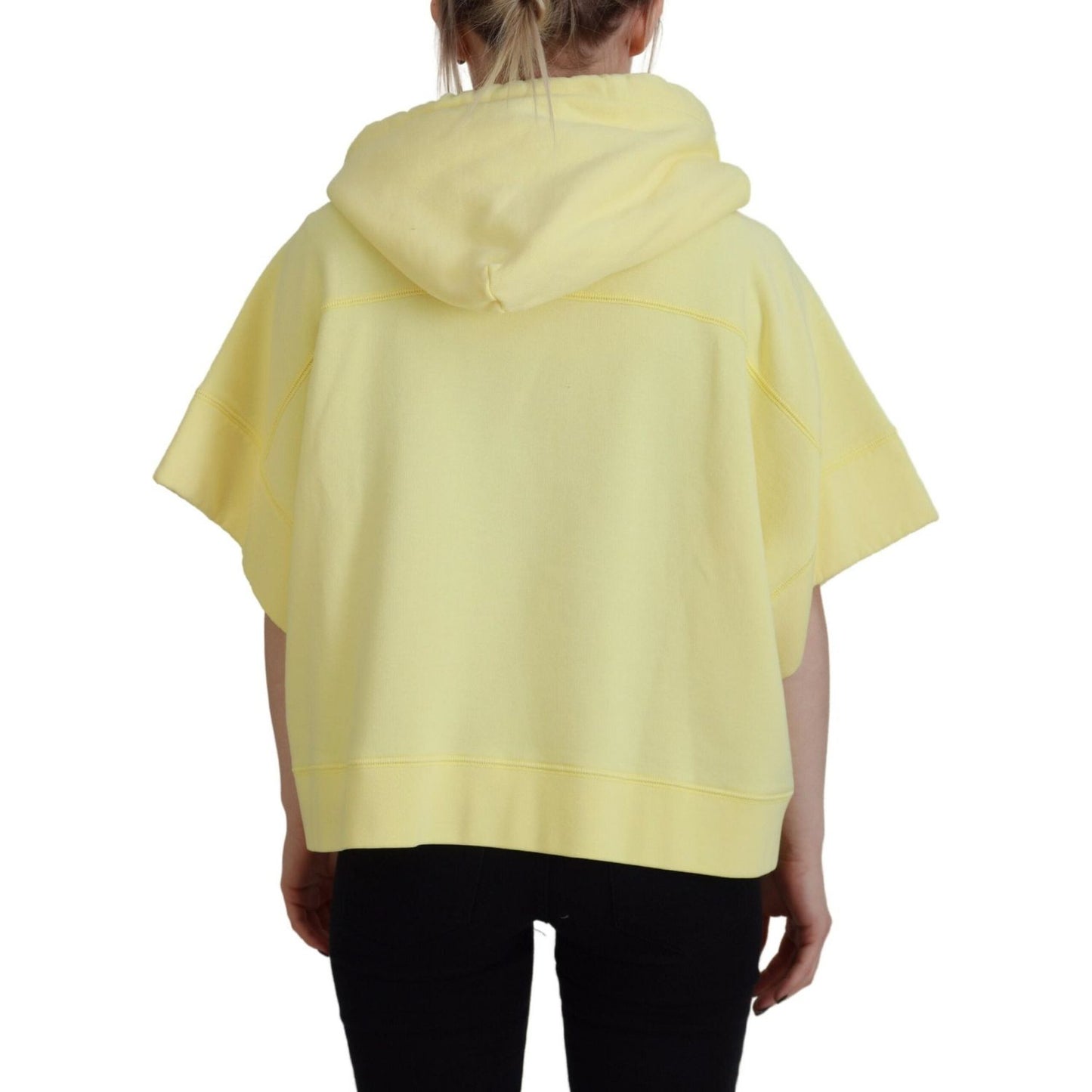 Dsquared² Yellow Logo Print Cotton Hoodie Sweatshirt Sweater yellow-logo-print-cotton-hoodie-sweatshirt-sweater