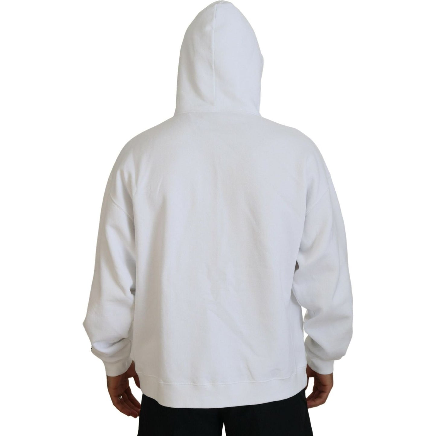 Dsquared² White Cotton Hooded Printed Men Pullover Sweater white-cotton-hooded-printed-men-pullover-sweater-1