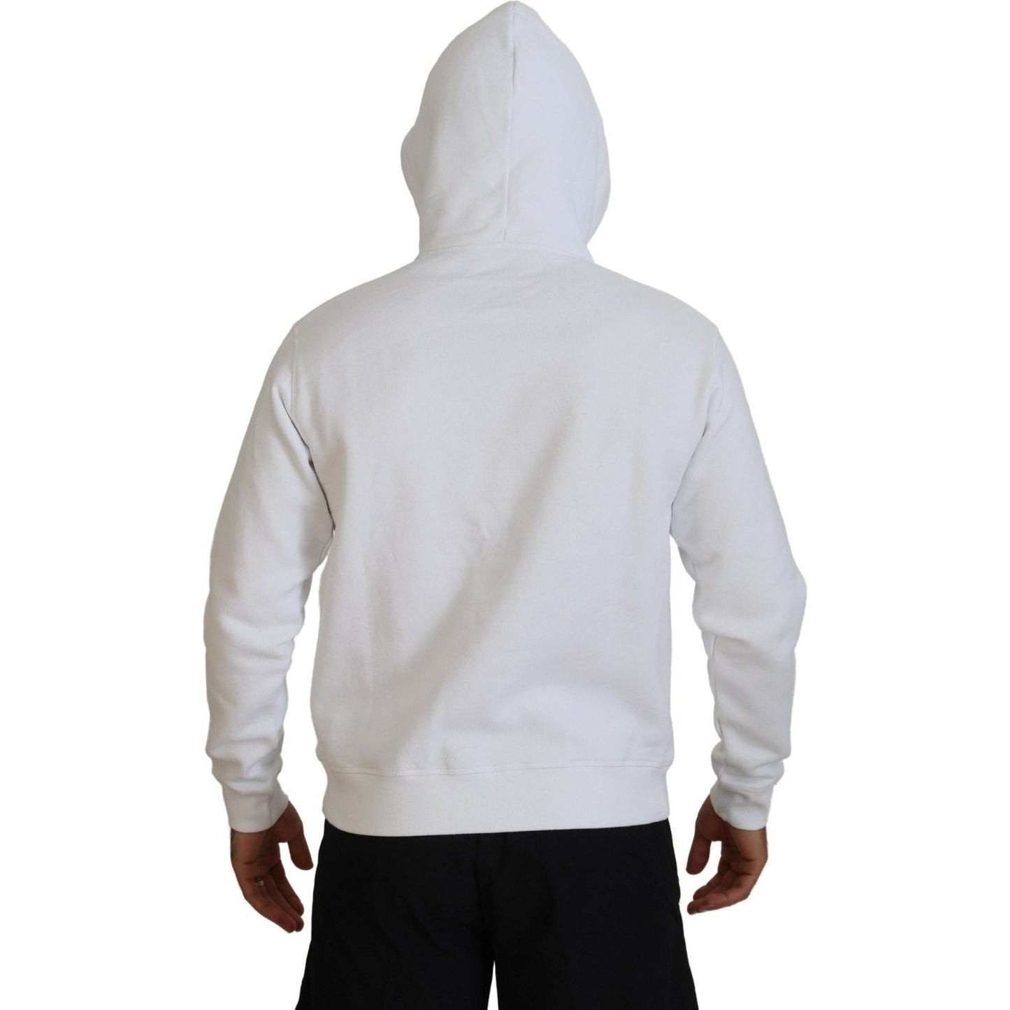 Dsquared² White Cotton Hooded Printed Pullover Sweater white-cotton-hooded-printed-pullover-sweater
