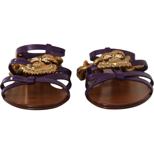 Dolce & Gabbana | Purple Heart Chain Gladiator Flats| McRichard Designer Brands   