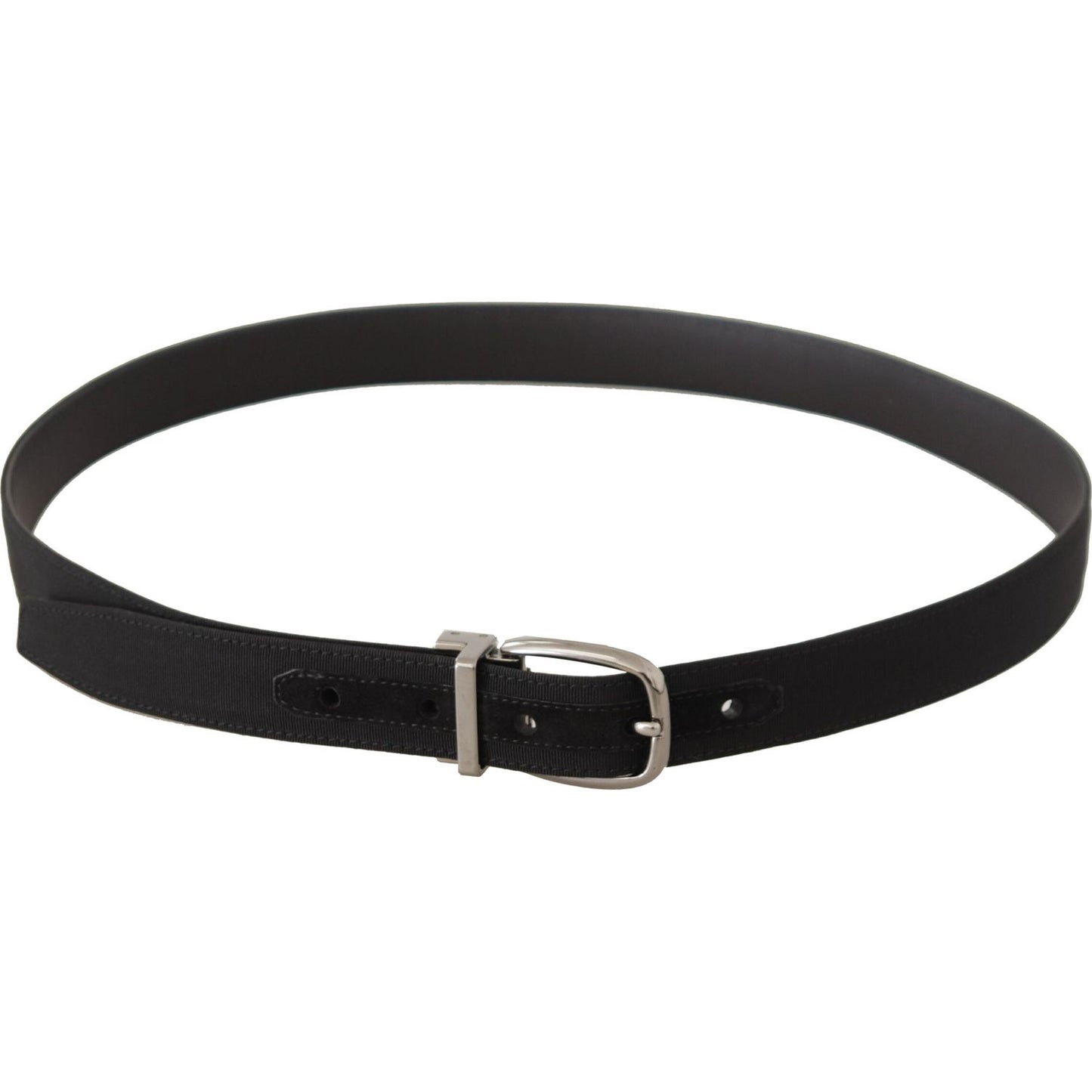 Dolce & Gabbana Elegant Black Leather Designer Belt black-grosgrain-leather-silver-tone-metal-buckle-belt IMG_0394-scaled-90418fc5-cd0.jpg
