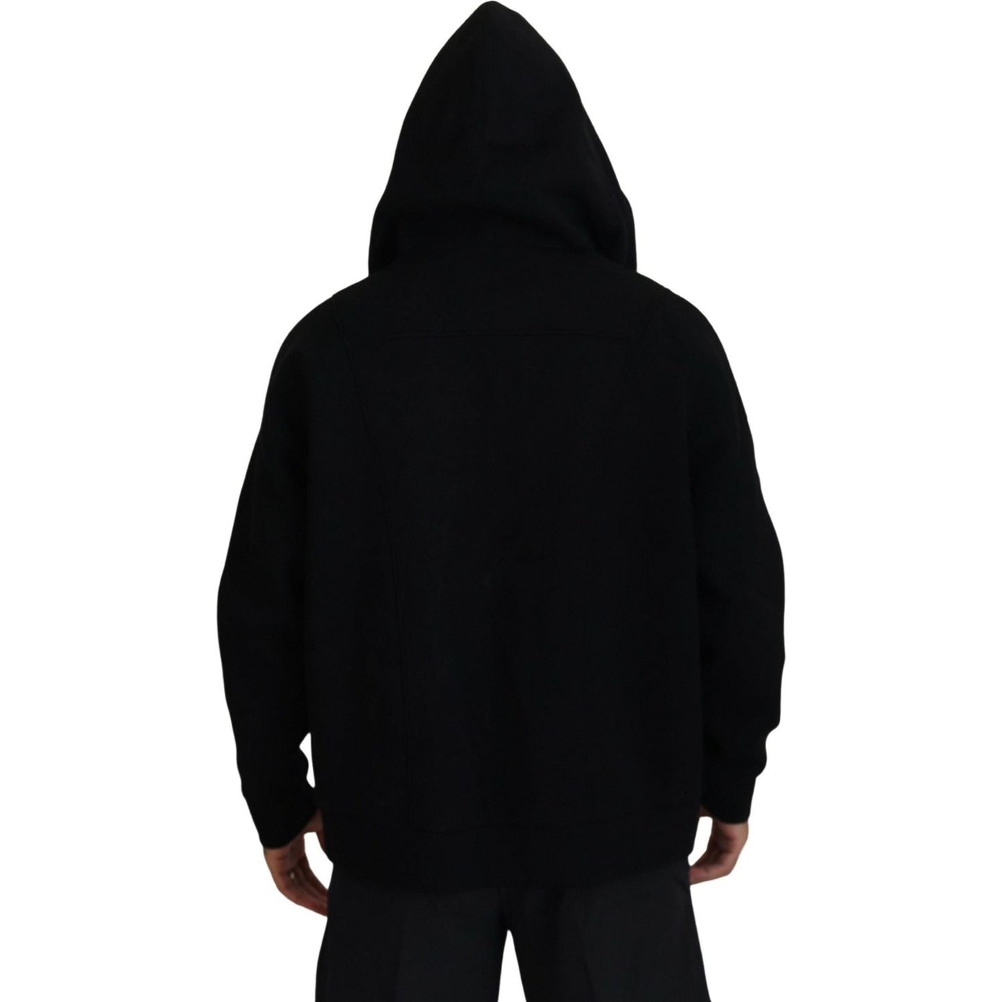 Dsquared² Black Hooded Printed Sleeves Double Zip Sweater black-hooded-printed-sleeves-double-zip-sweater