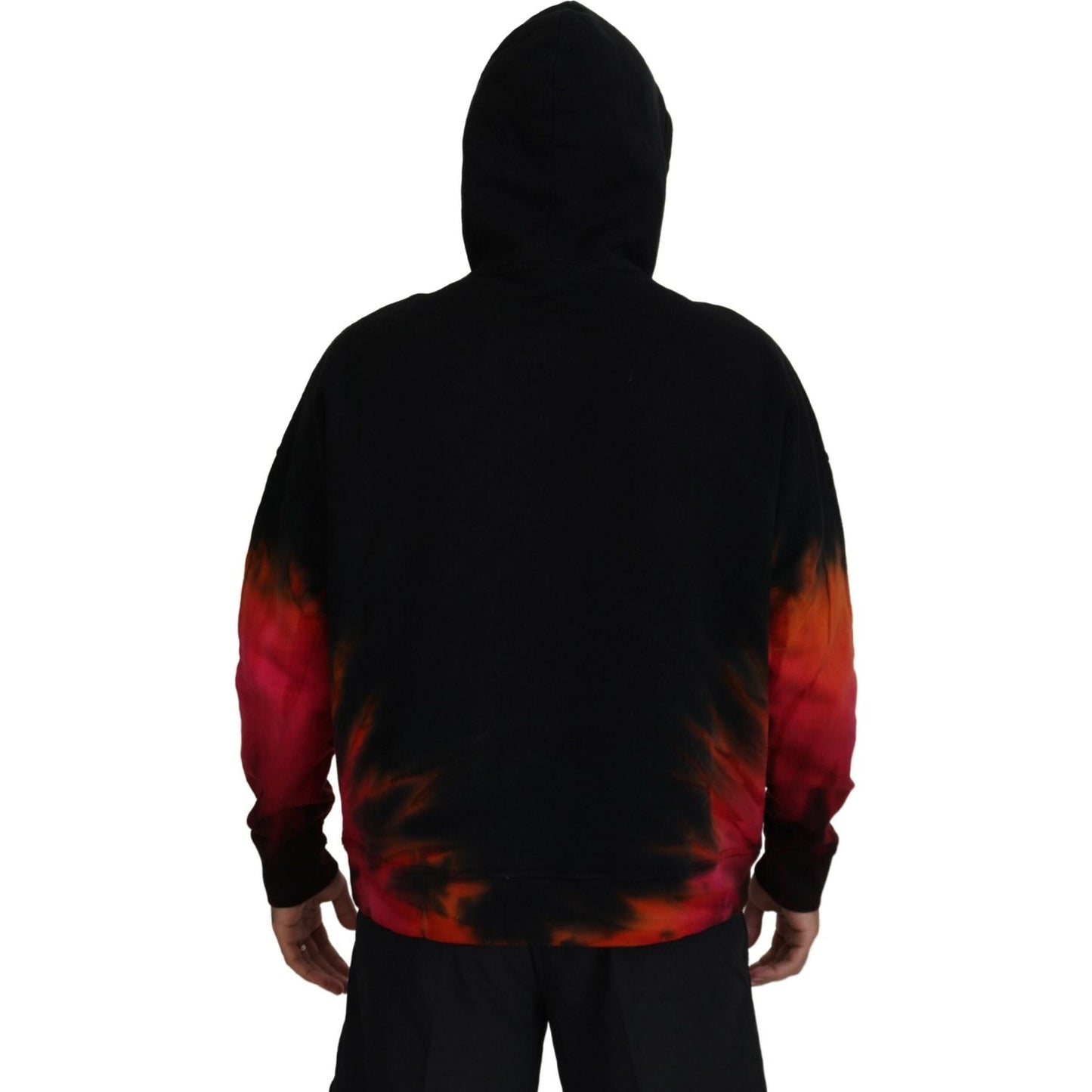Dsquared² Black Red Cotton Hooded Tie Dye Pullover Sweater black-red-cotton-hooded-tie-dye-pullover-sweater-1