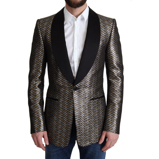Dolce & Gabbana Elegant Metallic Jacquard Slim Blazer Jacket multicolor-metallic-jacquard-polyester-blazer-jacket