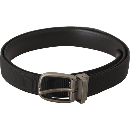 Dolce & Gabbana Elegant Black Leather Gents Belt black-suede-leather-silver-metal-buckle-belt IMG_0418-scaled-b358b033-10a.jpg