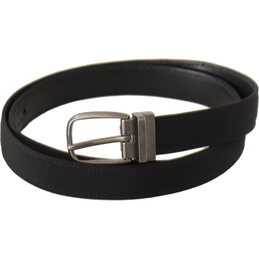 Dolce & Gabbana Elegant Black Leather Gents Belt black-suede-leather-silver-metal-buckle-belt
