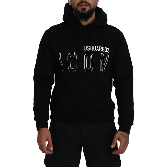 Dsquared² Black Cotton Hooded Printed Men Pullover Sweater black-cotton-hooded-printed-men-pullover-sweater-4