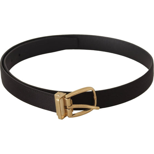 Dolce & Gabbana Elegant Silk Leather Buckle Belt black-silk-leather-gold-tone-metal-buckle-belt