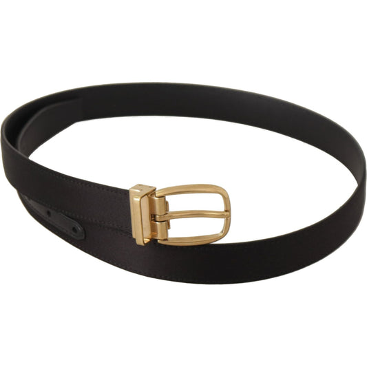 Dolce & Gabbana Elegant Silk Leather Buckle Belt black-silk-leather-gold-tone-metal-buckle-belt