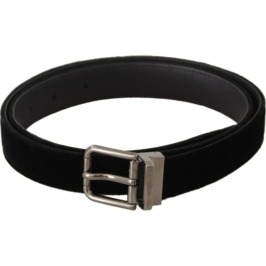 Dolce & Gabbana Elegant Velvet Designer Belt black-classic-velvet-logo-engraved-metal-buckle-belt IMG_0498-f0a21312-65d.jpg