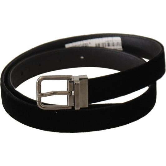 Dolce & Gabbana Elegant Velvet Designer Belt black-classic-velvet-logo-engraved-metal-buckle-belt