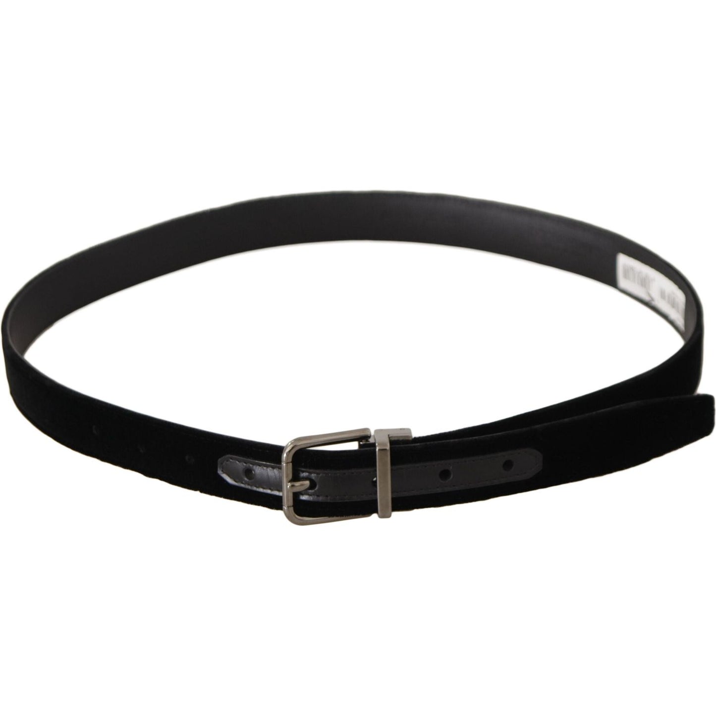 Dolce & Gabbana Elegant Velvet Designer Belt black-classic-velvet-logo-engraved-metal-buckle-belt
