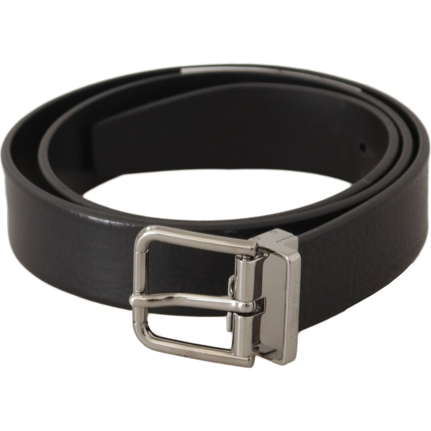 Dolce & Gabbana Elegant Black Leather Belt with Metal Buckle black-calf-leather-silver-tone-metal-buckle-belt-5 IMG_0504-714dd303-d9b.jpg