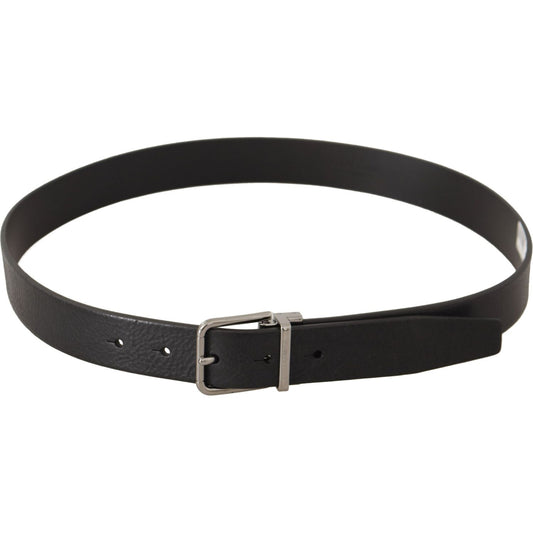 Dolce & Gabbana Elegant Black Leather Belt with Metal Buckle black-calf-leather-silver-tone-metal-buckle-belt-5 IMG_0506-scaled-10993e1b-022.jpg