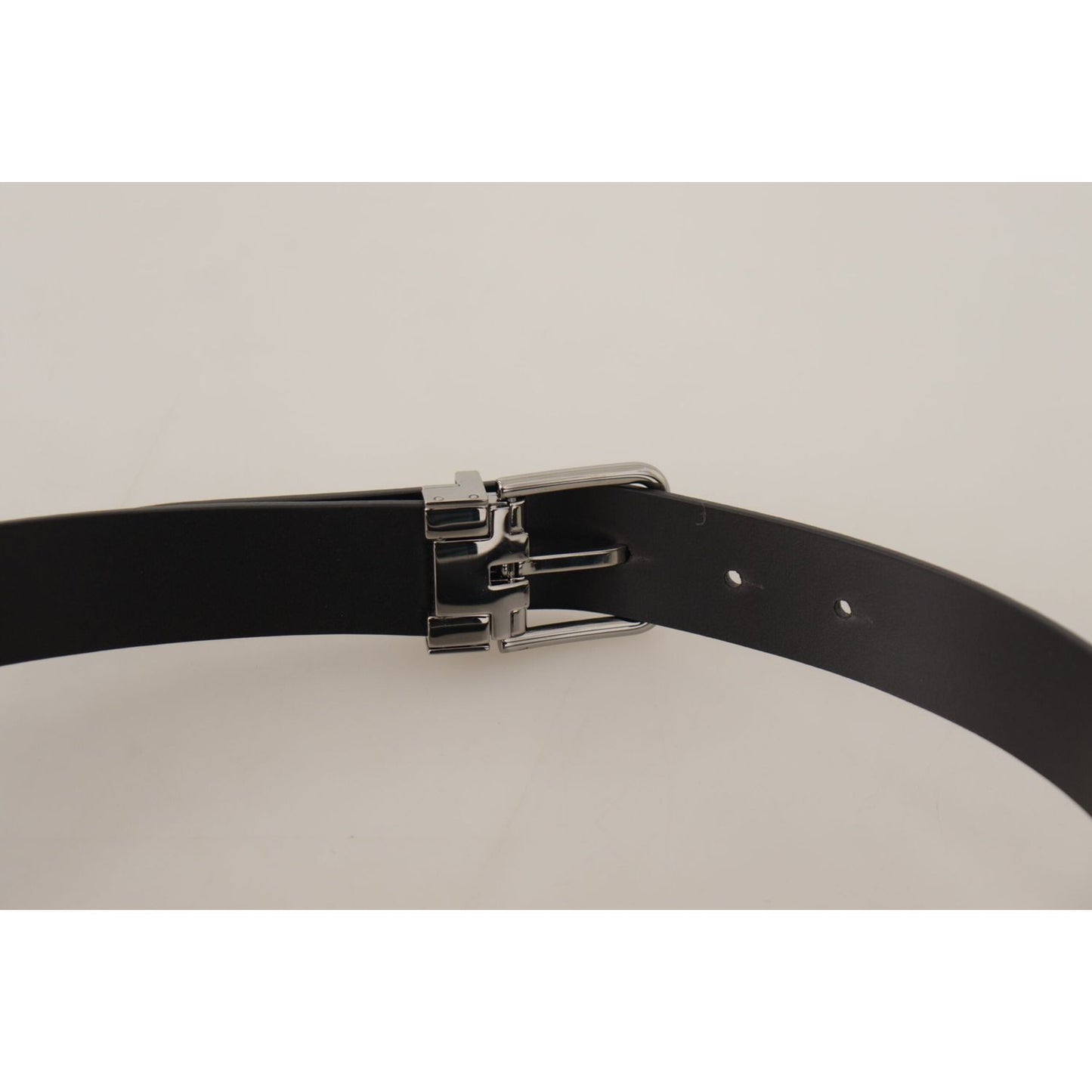 Dolce & Gabbana Elegant Black Leather Belt with Metal Buckle black-calf-leather-silver-tone-metal-buckle-belt-5 IMG_0509-scaled-c22cd42c-dbb.jpg