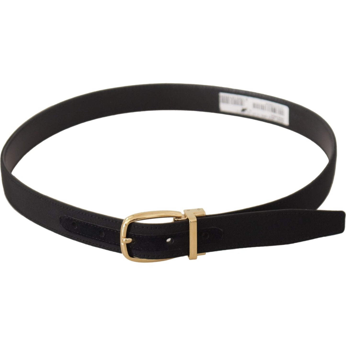 Dolce & Gabbana Elegant Black Leather Belt black-canvas-leather-gold-metal-buckle-belt