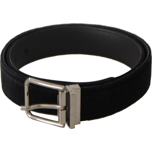 Dolce & Gabbana Sophisticated Velvet Leather Belt black-velvet-silver-logo-engraved-metal-buckle-belt IMG_0540-scaled-4ec7b85b-f05.jpg