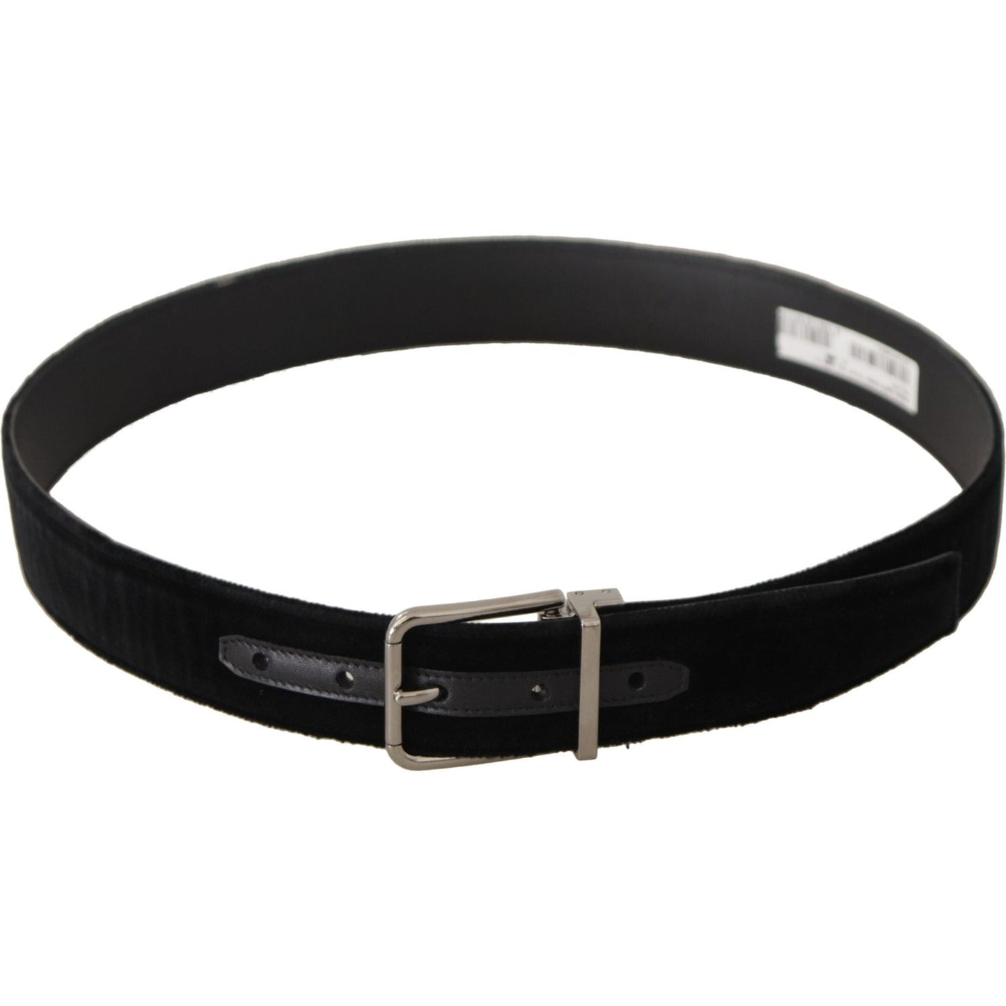 Dolce & Gabbana Sophisticated Velvet Leather Belt black-velvet-silver-logo-engraved-metal-buckle-belt IMG_0543-scaled-13a7e5dd-a10.jpg