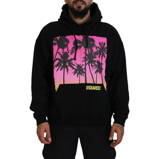 Dsquared² Black Cotton Hooded Printed Men Pullover Sweater black-cotton-hooded-printed-men-pullover-sweater-2