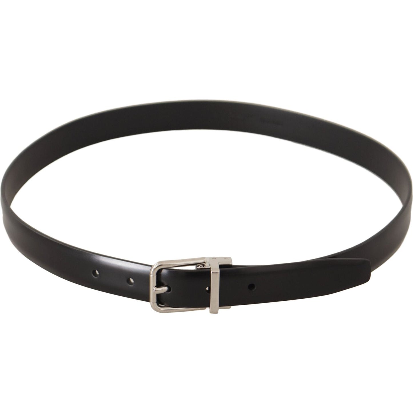 Dolce & Gabbana Elegant Black Leather Belt with Metal Buckle black-calf-leather-silver-metal-logo-buckle-belt IMG_0572-scaled-3af6026d-935.jpg