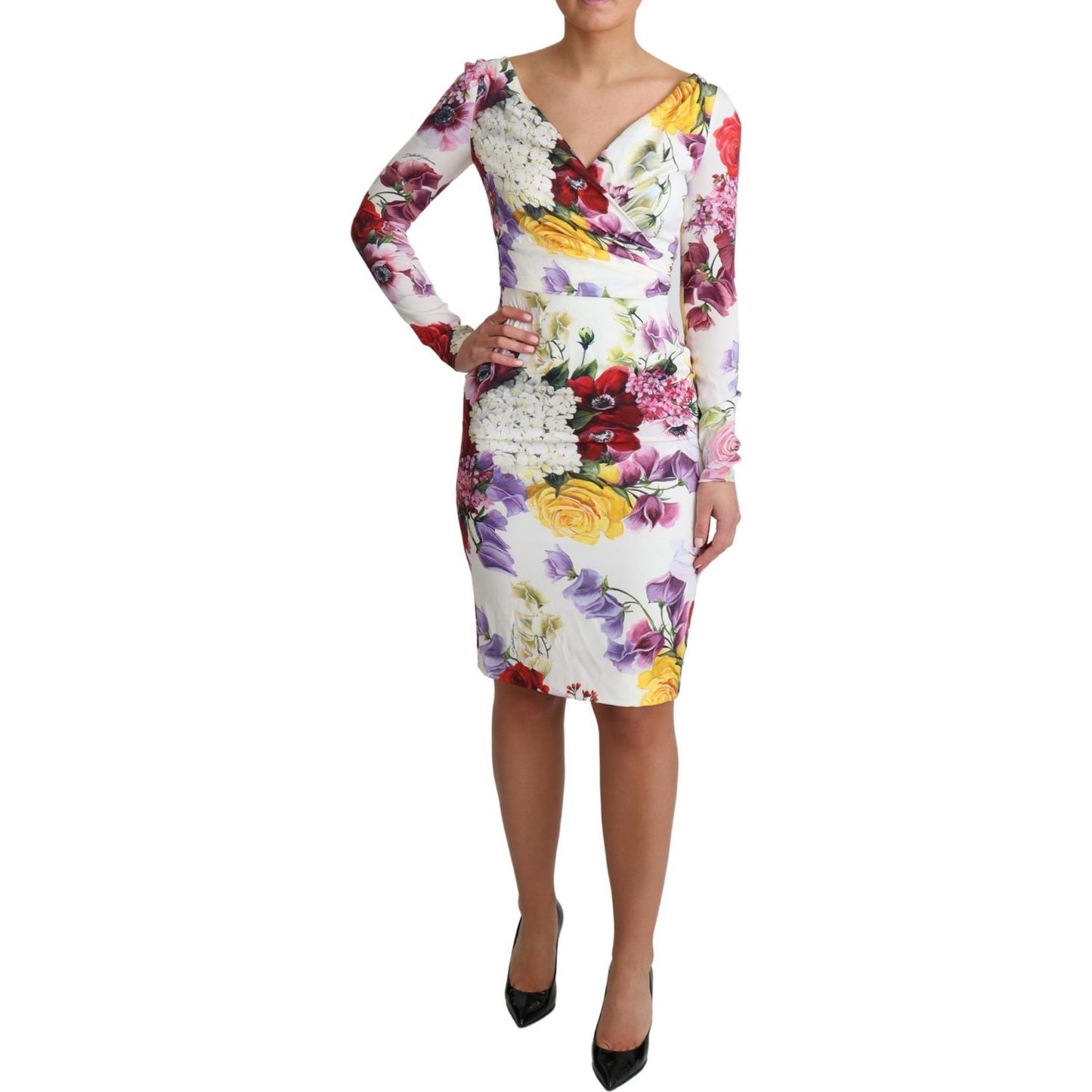 Dolce & Gabbana Elegant Floral Sheath Silk Dress elegant-floral-sheath-silk-dress