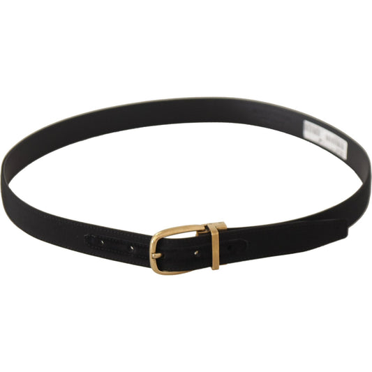 Dolce & Gabbana Elegant Black Canvas-Leather Men's Belt black-grosgrain-canvas-gold-metal-buckle-belt IMG_0598-scaled-c6946907-6a8.jpg