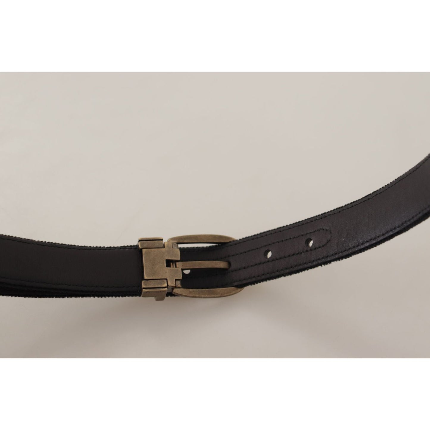 Dolce & Gabbana Elegant Black Leather Designer Belt black-alta-sartoria-velvet-gold-metal-buckle-belt