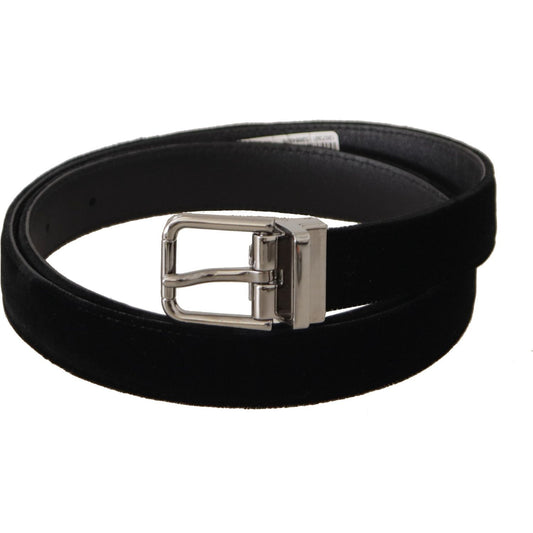 Dolce & Gabbana Elegant Velvet Designer Belt black-velvet-silver-tone-logo-metal-buckle-belt-2 IMG_0639-6e15e0af-c84.jpg