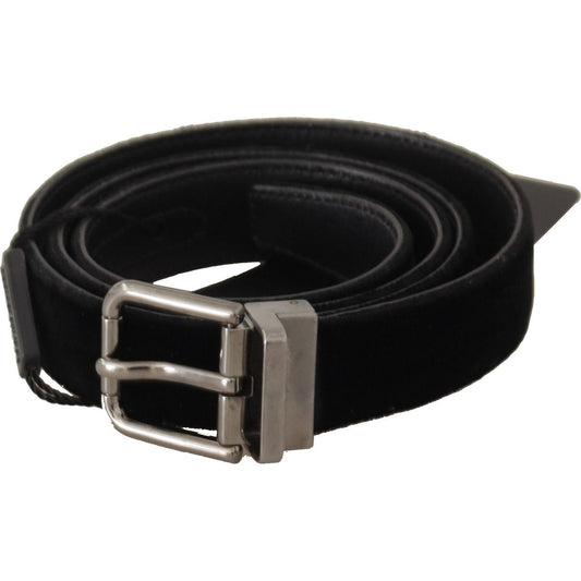 Dolce & Gabbana Elegant Black Cotton-Leather D&G Belt black-cotton-silver-tone-metal-buckle-belt