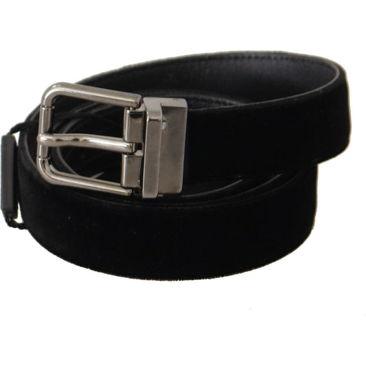 Dolce & Gabbana Elegant Black Cotton-Leather D&G Belt black-cotton-silver-tone-metal-buckle-belt