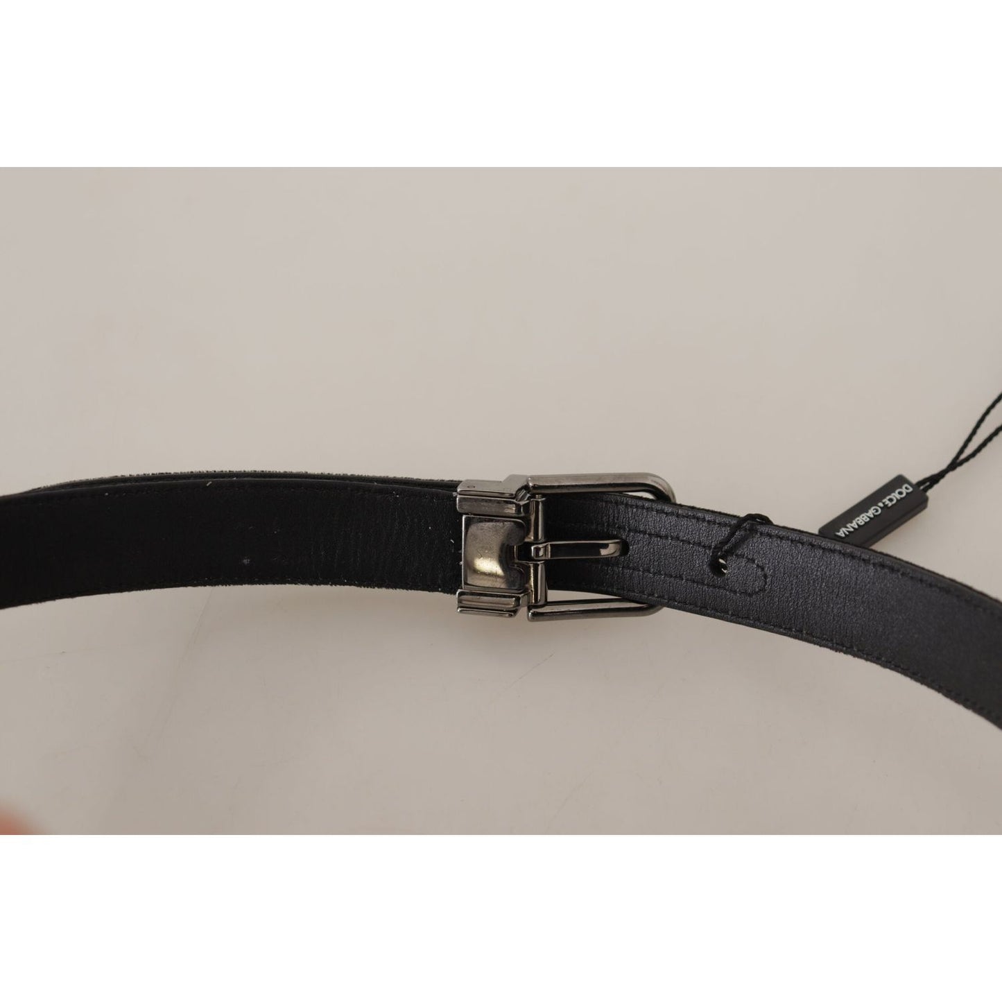 Dolce & Gabbana Elegant Black Cotton-Leather D&G Belt black-cotton-silver-tone-metal-buckle-belt IMG_0696-scaled-47419862-dcd.jpg