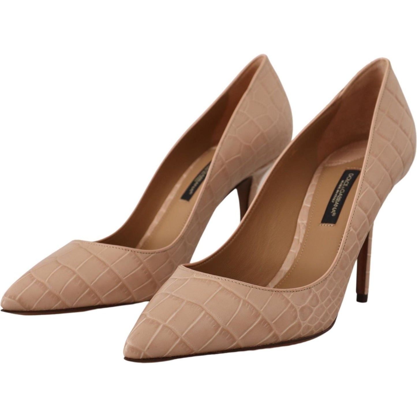 Dolce & Gabbana Elegant Nude Leather Kitten Heels Pumps beige-nude-leather-bellucci-heels-pumps-shoes