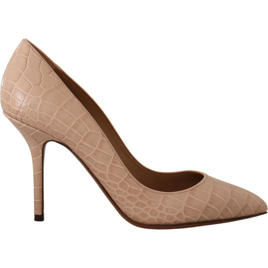 Dolce & Gabbana Elegant Nude Leather Kitten Heels Pumps beige-nude-leather-bellucci-heels-pumps-shoes