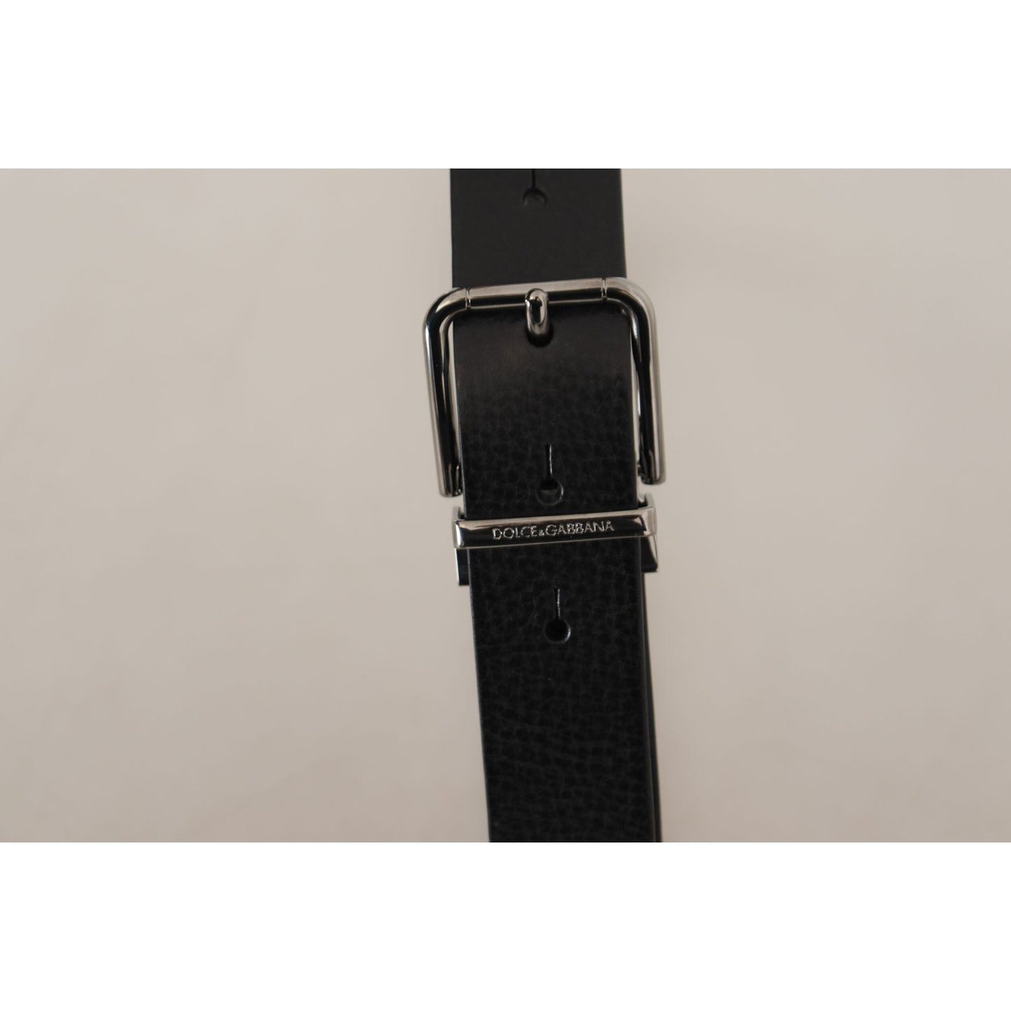 Dolce & Gabbana Elegant Black Leather Belt with Metal Buckle black-plain-leather-silver-tone-metal-buckle-belt