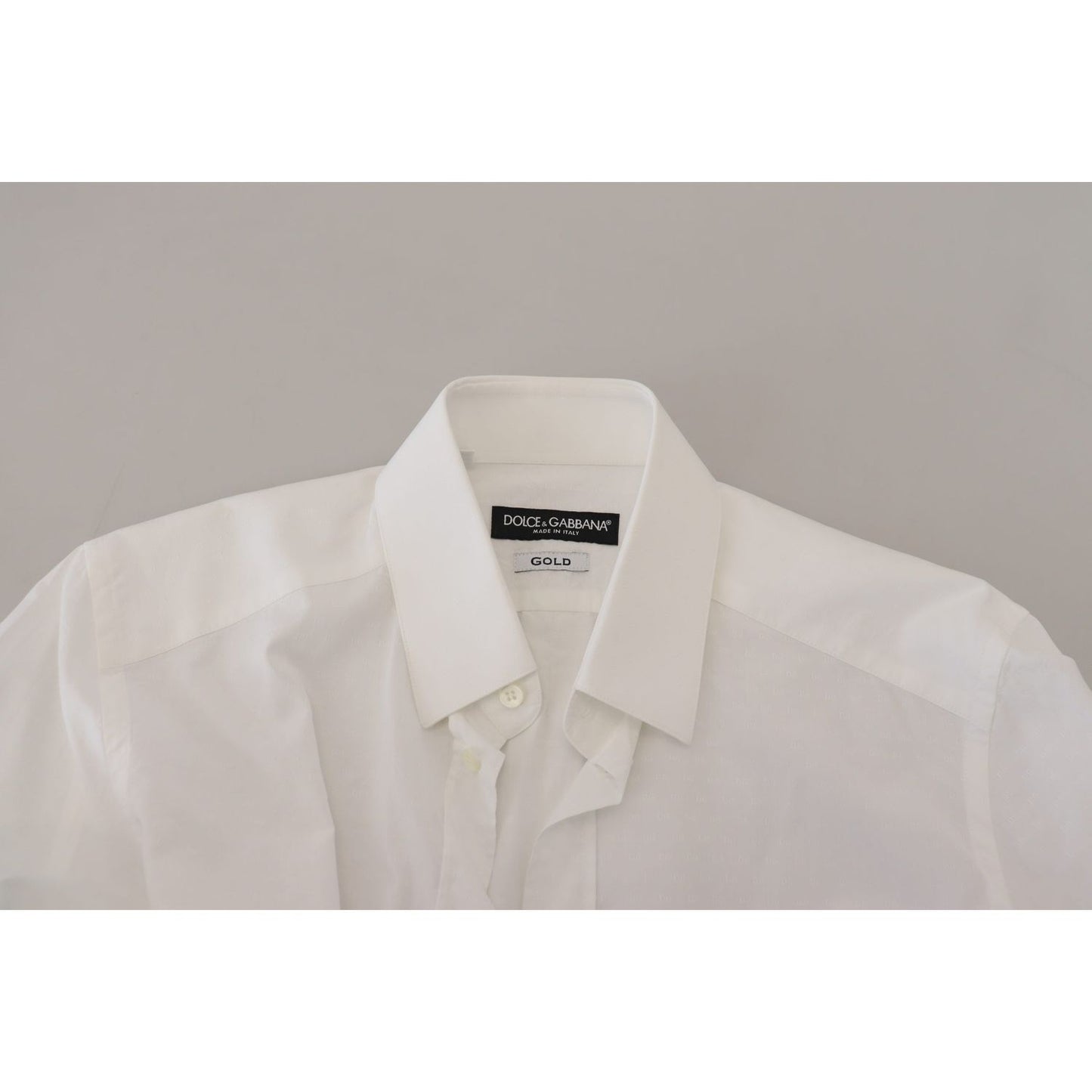 Dolce & Gabbana Elegant White Cotton Dress Shirt Slim Fit white-cotton-slim-fit-formal-dress-gold-shirt-2