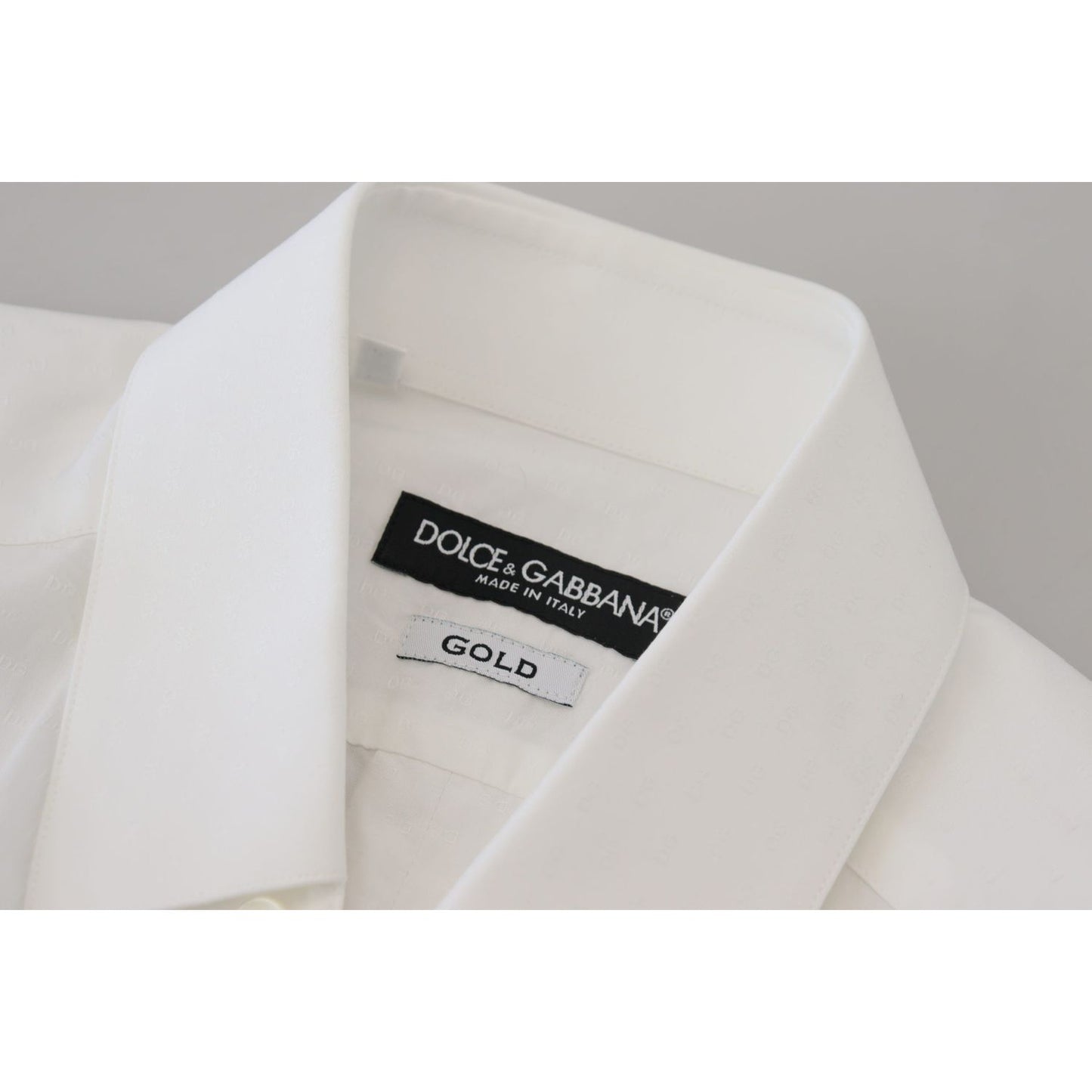 Dolce & Gabbana Elegant White Cotton Dress Shirt Slim Fit white-cotton-slim-fit-formal-dress-gold-shirt-2