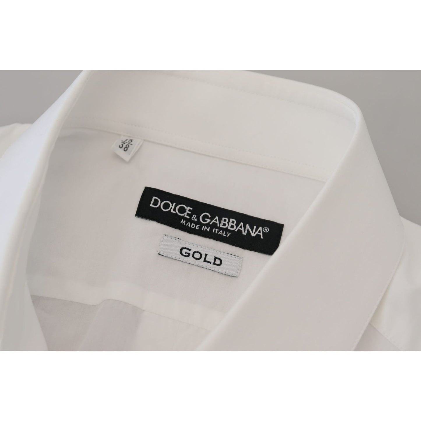 Dolce & Gabbana Elegant White Slim Fit Dress Shirt white-cotton-slim-fit-formal-dress-gold-shirt-4