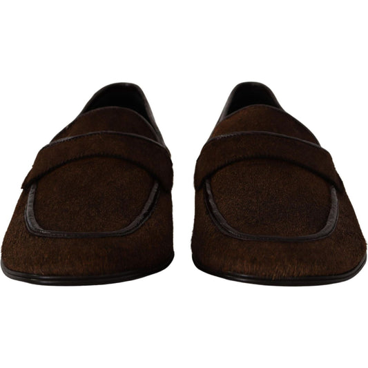 Dolce & Gabbana | Elegant Brown Caiman Leather Loafers| McRichard Designer Brands   