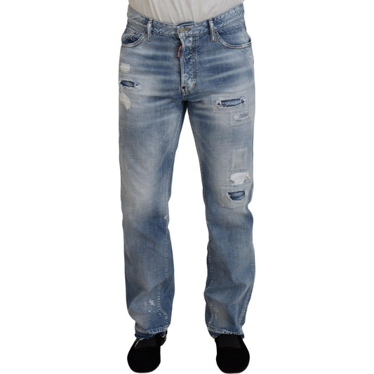 Dsquared² Blue Washed Straight Fit Men Casual Denim Jeans blue-washed-straight-fit-men-casual-denim-jeans