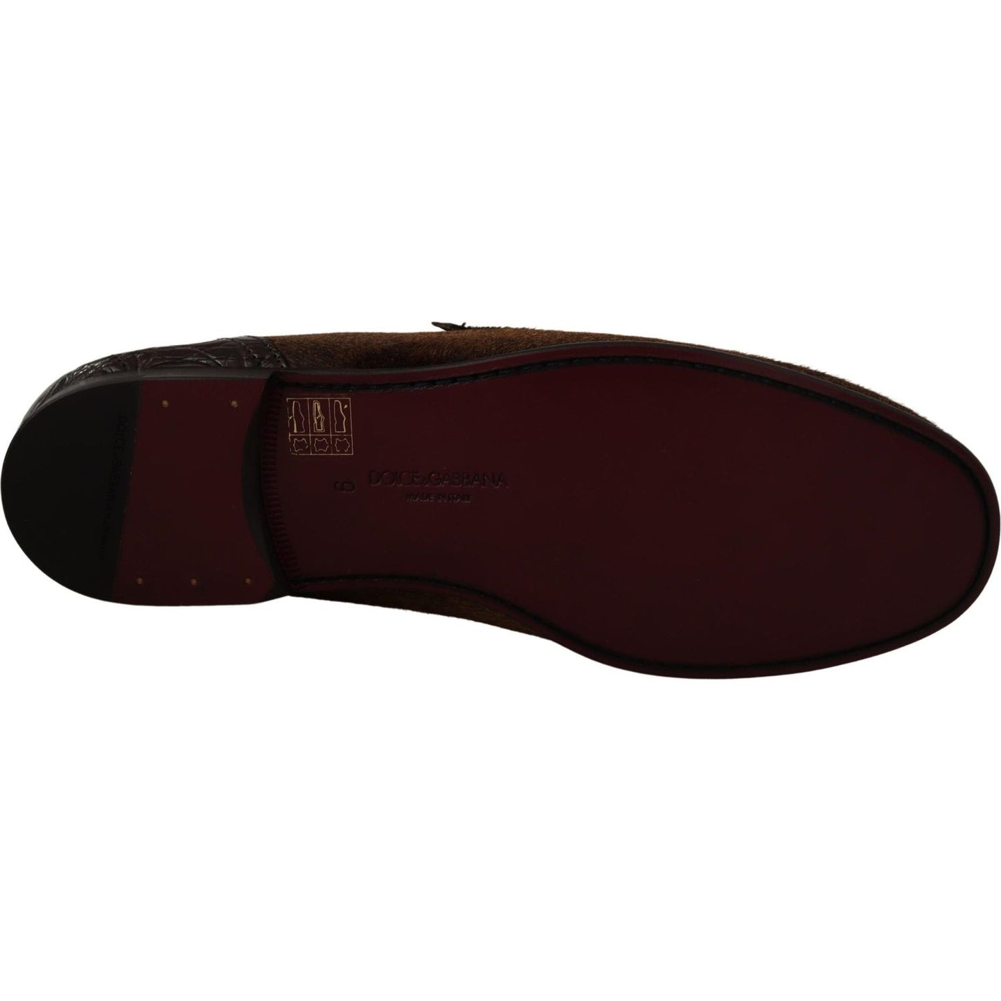 Dolce & Gabbana Elegant Brown Caiman Leather Loafers shoes-dress-loafers-brown-leather-slip-shoes