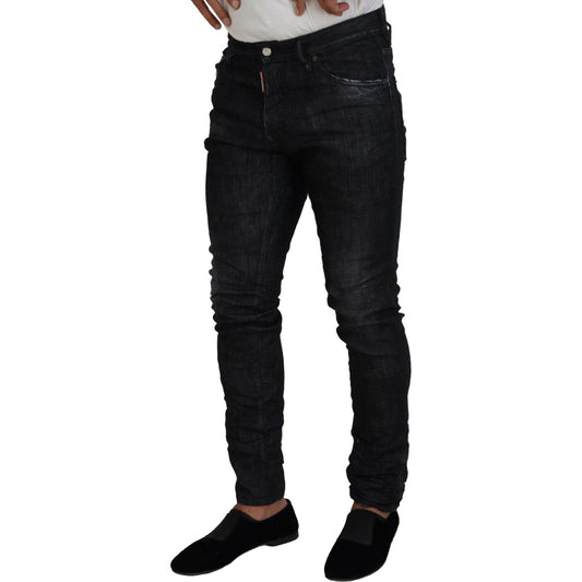Dsquared² Black Washed Low Waist Skinny Men Denim Jeans black-washed-low-waist-skinny-men-denim-jeans