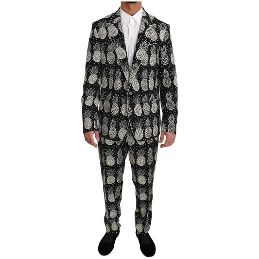Dolce & GabbanaChic Black Pineapple Print Wool SuitMcRichard Designer Brands£1289.00