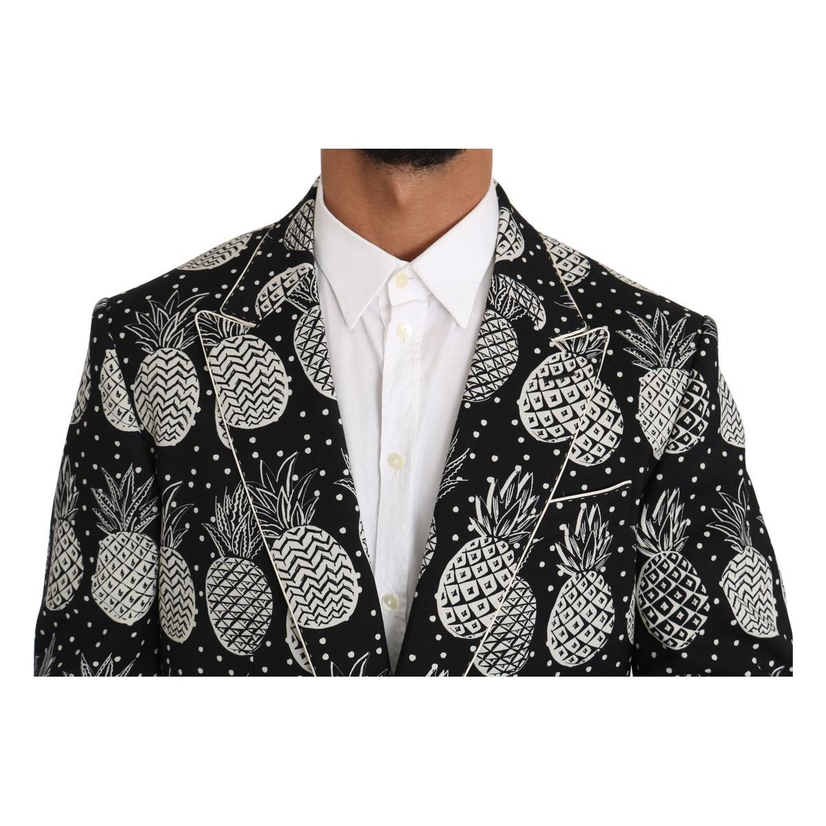 Dolce & GabbanaChic Black Pineapple Print Wool SuitMcRichard Designer Brands£1289.00
