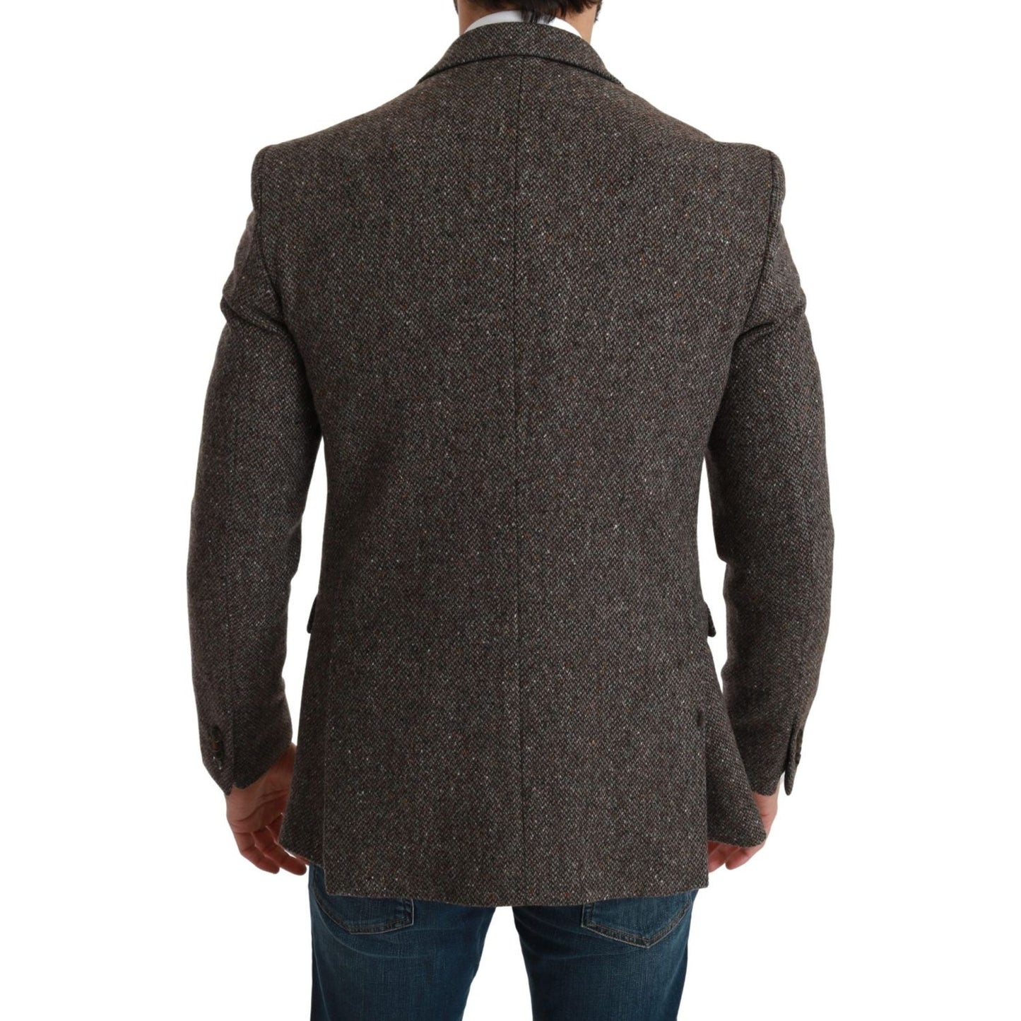 Dolce & Gabbana Elegant Brown Slim Fit Wool Blend Blazer brown-jacket-formal-coat-wool-blazer