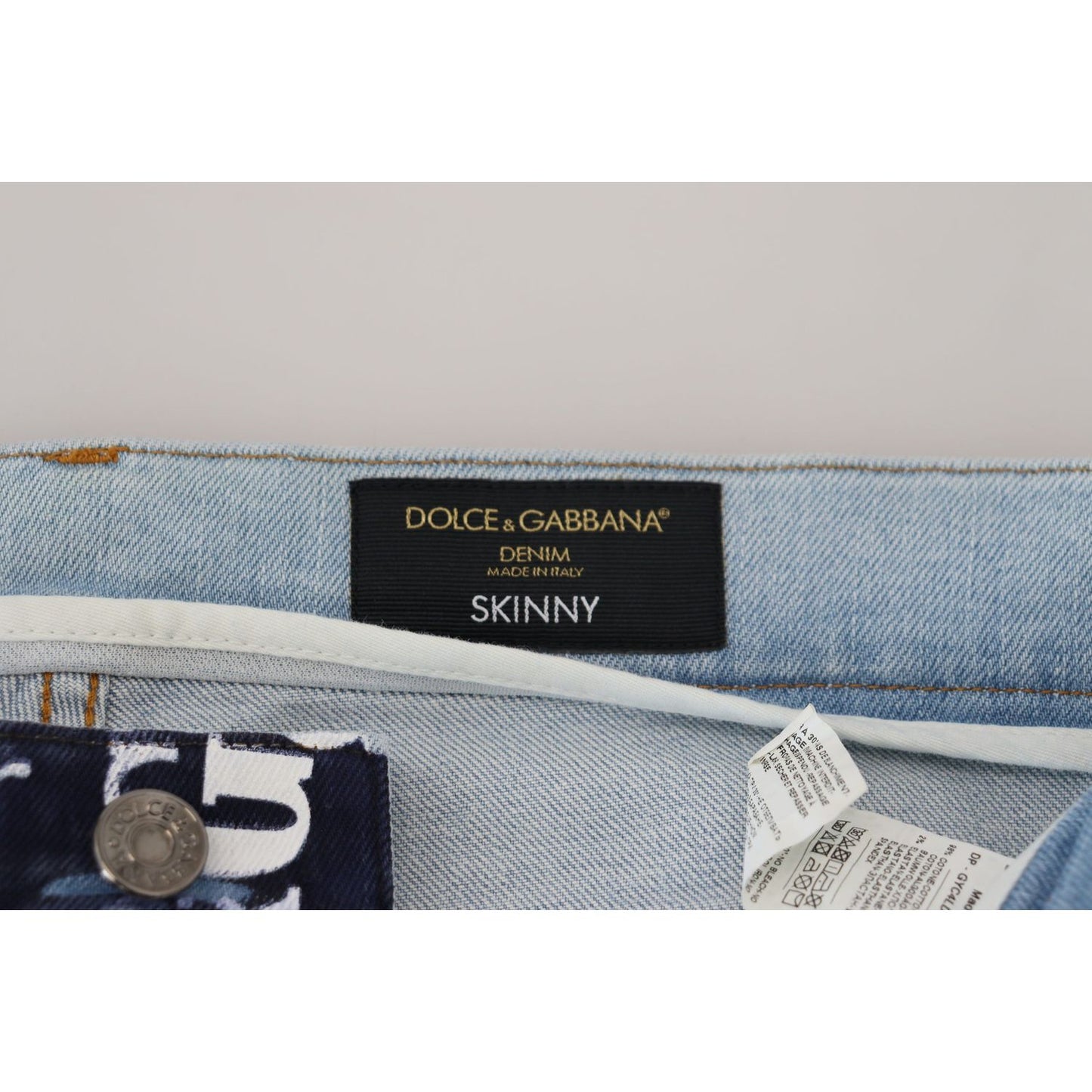 Dolce & Gabbana Elegant Crown Print Denim Pants blue-cotton-dg-crown-skinny-denim-jeans