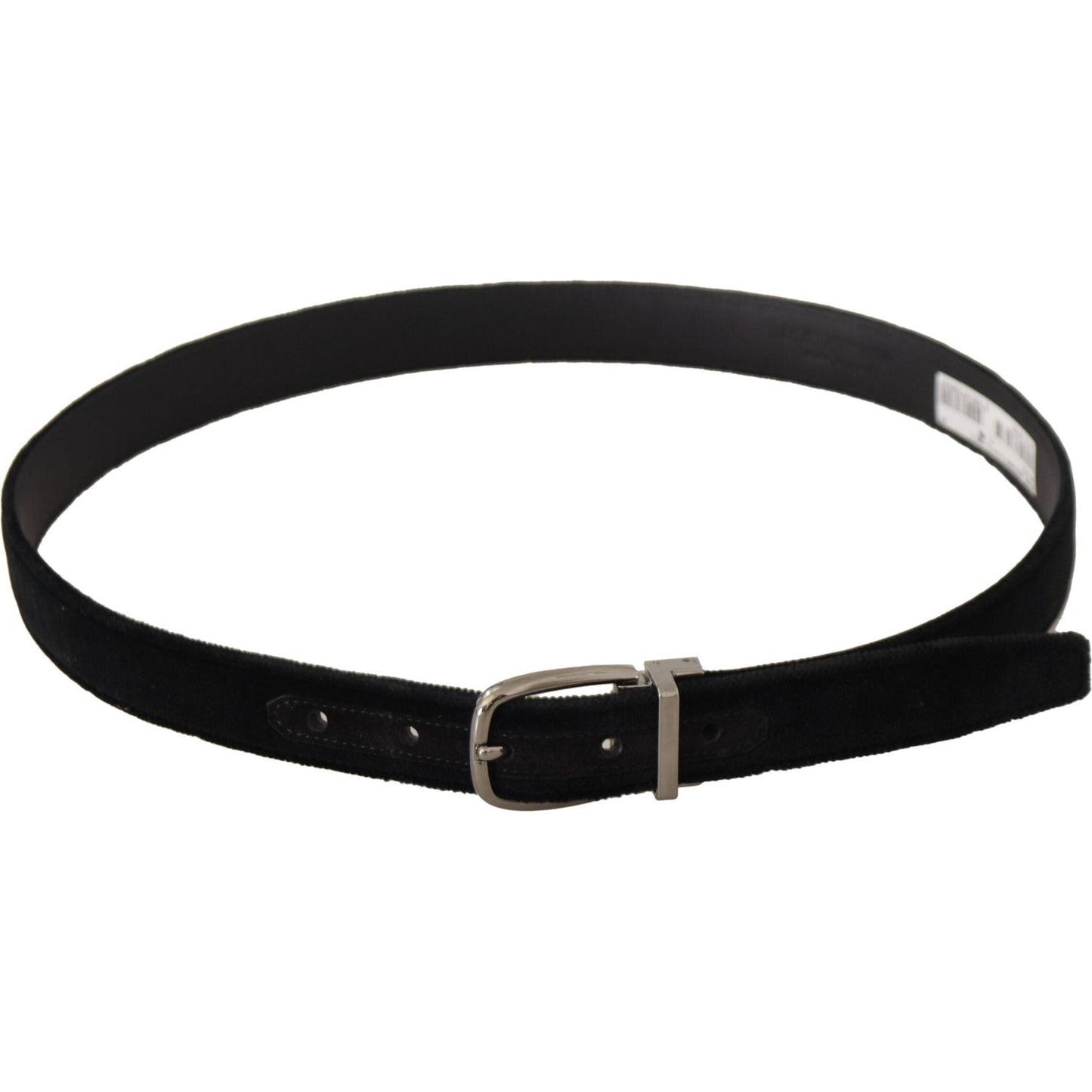 Dolce & Gabbana Elegant Black Velvet Engraved Buckle Belt black-classic-velvet-silver-tone-metal-buckle-belt