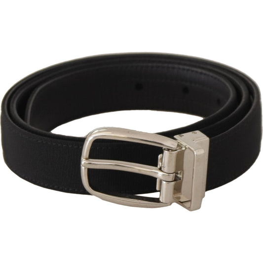 Dolce & Gabbana Elegant Engraved Buckle Leather Belt belt-black-calf-leather-silver-tone-metal-buckle