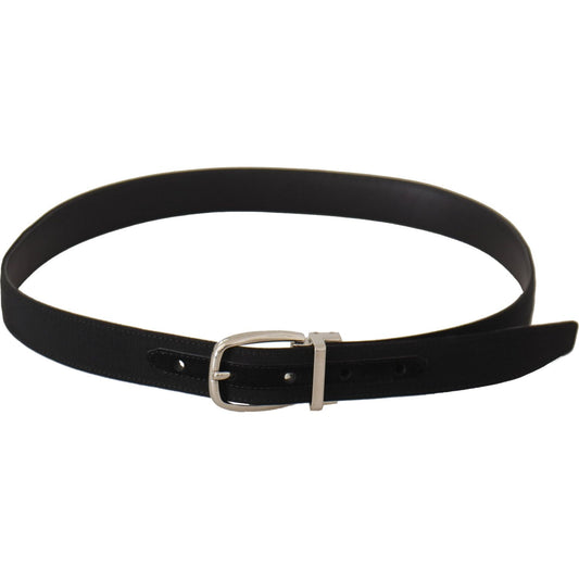 Dolce & Gabbana Elegant Engraved Buckle Leather Belt belt-black-calf-leather-silver-tone-metal-buckle