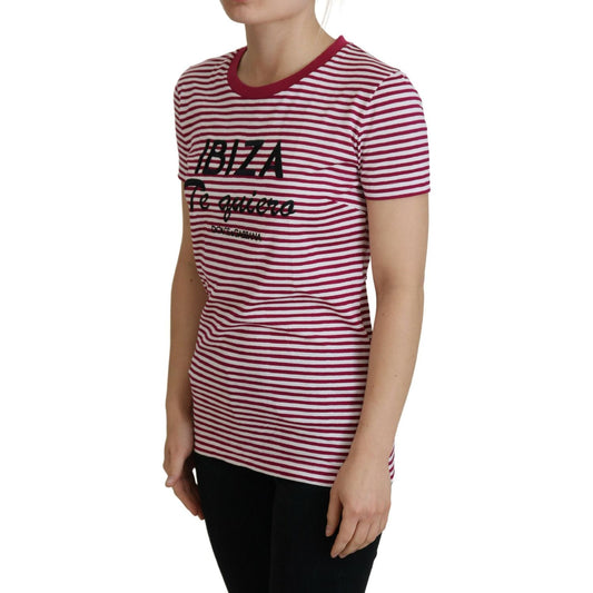 Dolce & Gabbana Exclusive Striped Ibiza Crew Neck Tee white-pink-ibiza-exclusive-t-shirt
